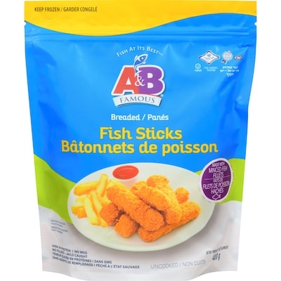 A&B Famous Breaded Fish Sticks 397 g, $2.52/100g