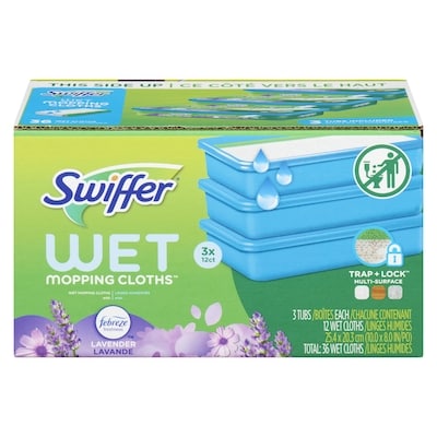 Swiffer Wet Mopping Cloths, Lavender, 12 count, Pack of 3 36 ea, $0.61/1ea