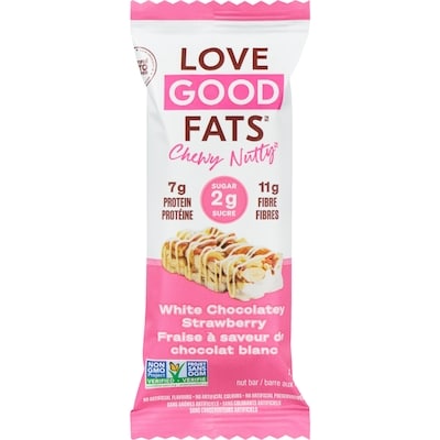 LoveGoodFats Chewy Nutty Nut Bar White Chocolatey Strawberry 40 g, $8.23/100g