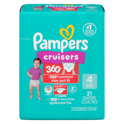 Pampers Couches Cruisers 360, taille 4, 21 couches 21 ea, 0,86 $/1ch