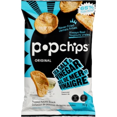 Popchips Saveur De Sel De Mer Et Vinaigre Original Collation De Pommes De Terre Sautées 142 g, 3,17 $/100g