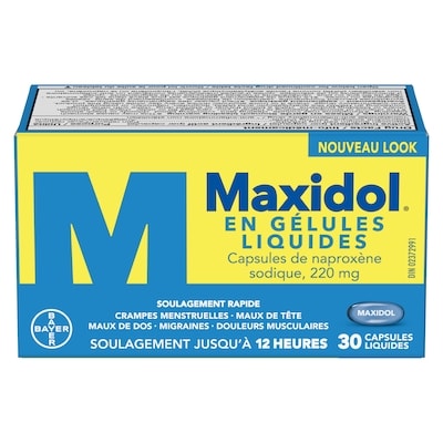 Maxidol En gélules liquides, offrant un soulagement rapide de la douleur 30 ea, 0,47 $/1ch