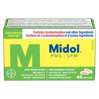 Midol SPM sans caféine offrant un soulagement 40 ea, 0,35 $/1ch
