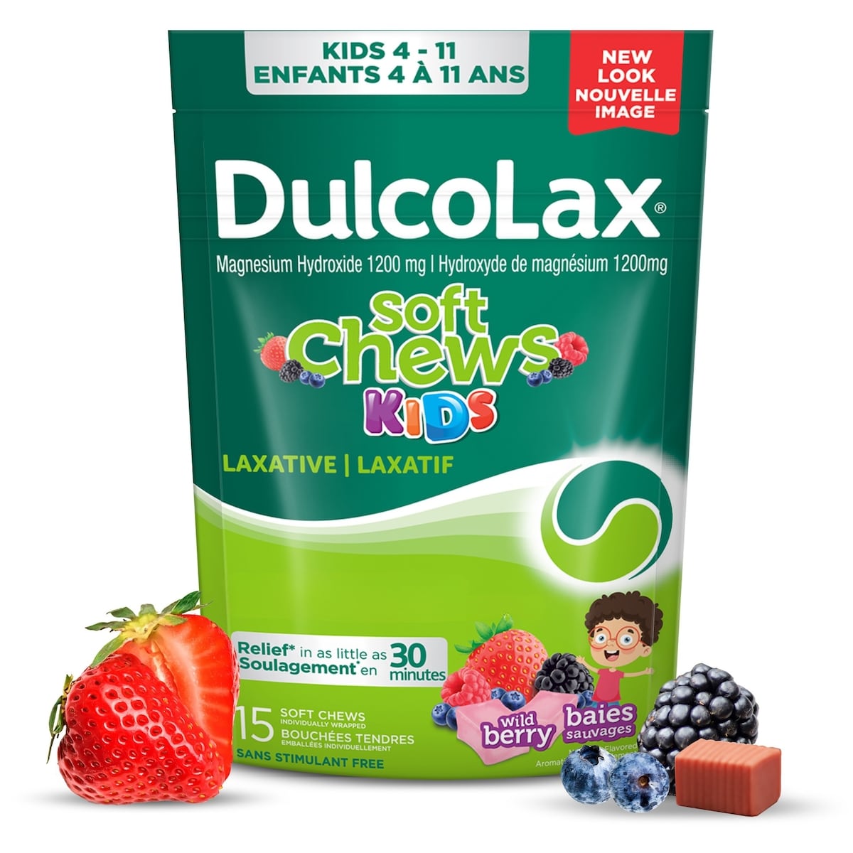 Dulcolax Soft Chews Kids, Laxative, Wild Berry 15 ea, $0.67/1ea