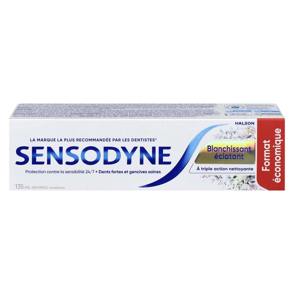 Sensodyne Blanchissant Éclatant Format Économique Dentifrice 135 ml, 4,81 $/100ml