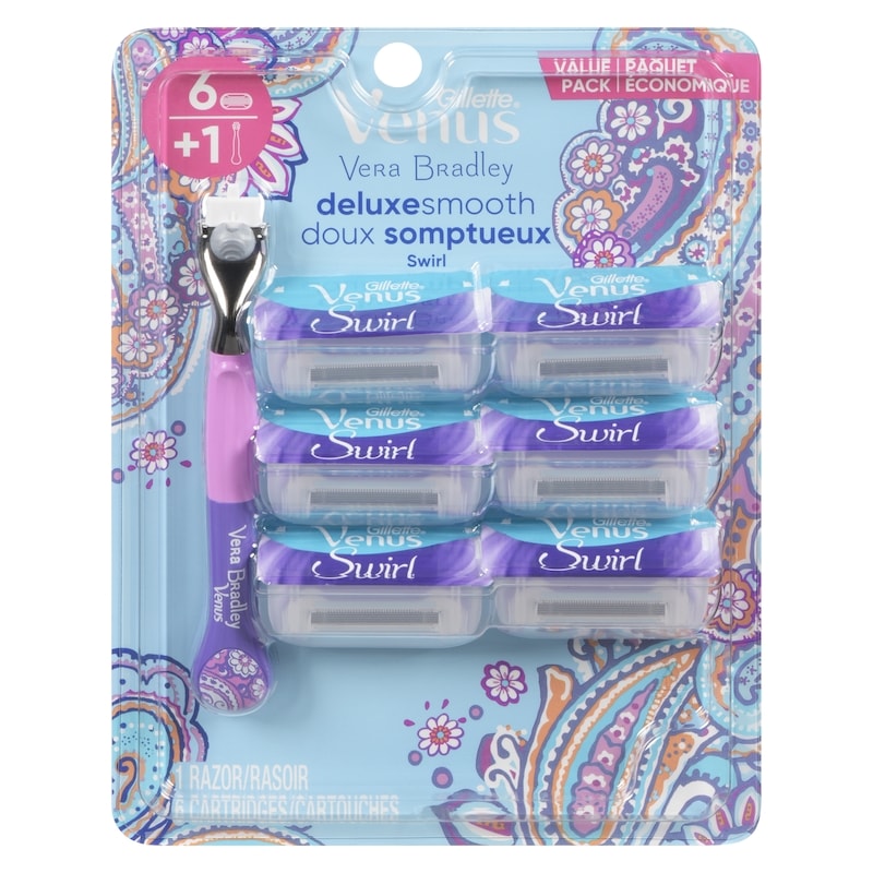 Vera Bradley Deluxe Smooth Women’s Razor Handle + 6 Cartridges
