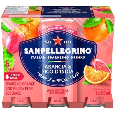 San Pellegrino Arancia and Fico d'India Sparkling Fruit Beverage 6x330.0 ml, $393.43/100ml