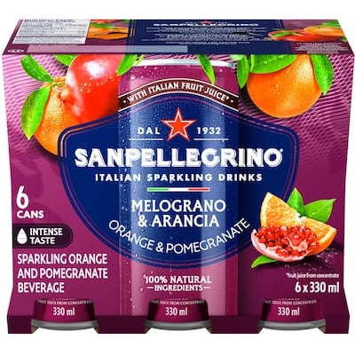 San Pellegrino Melograno & Arancia Sparkling Fruit Beverage 6x330.0 ml, $0.39/100ml