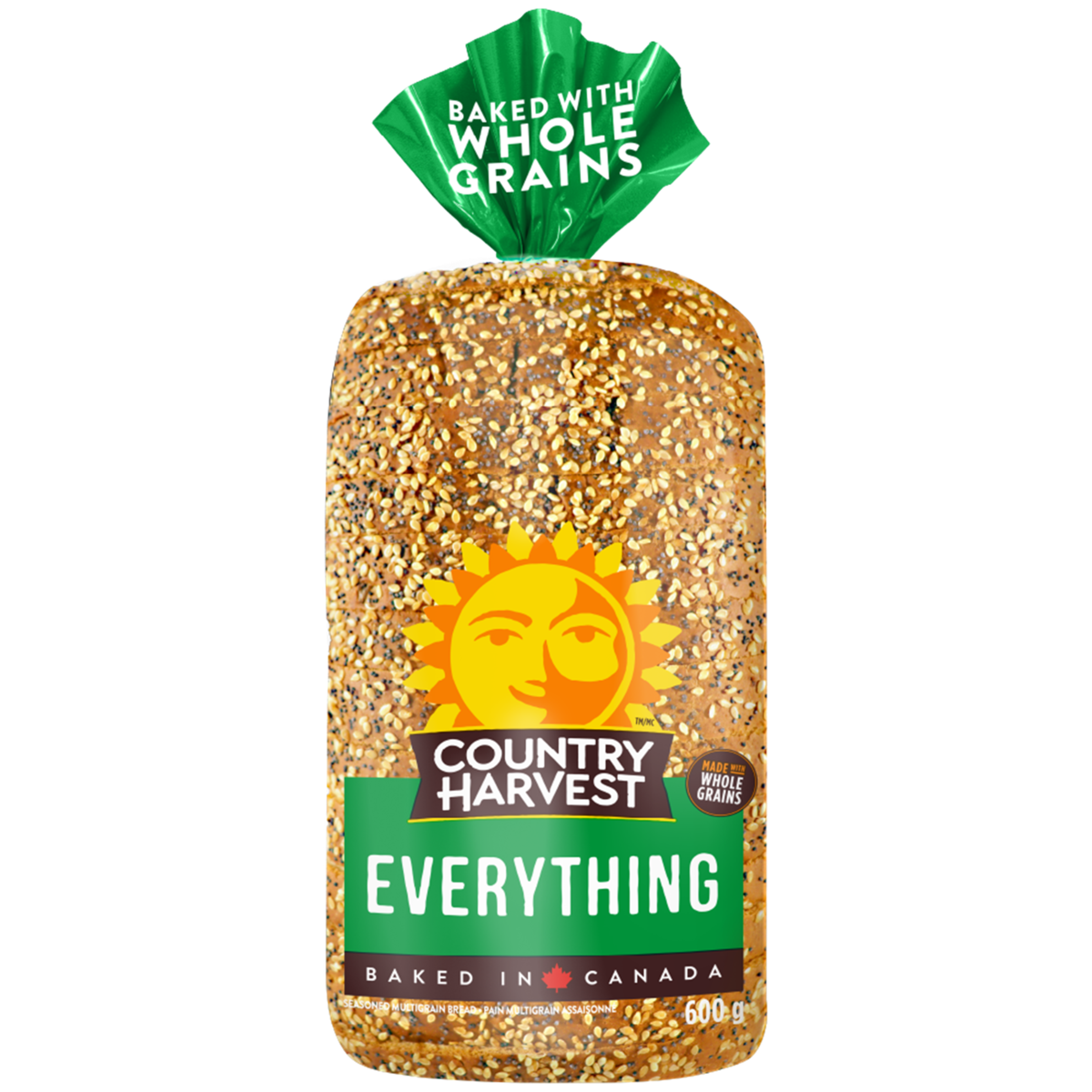 Country Harvest Everything Bread 600 g, $0.75/100g