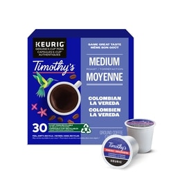 Timothy's Colombian La Vereda, Medium Roast, K-Cup Coffee Pods, 30 Count 30 ea, $0.60/1ea