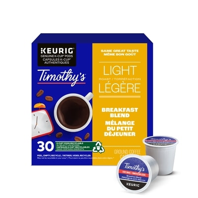 Timothy's Breakfast Blend, Light Roast, K-Cup Coffee Pods, 30 Count 30 ea, $0.80/1ea