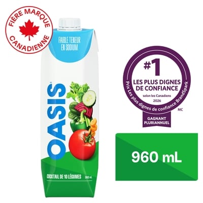 Oasis Cocktail de 10 légumes faible en sodium 960 ml, 0,23 $/100ml