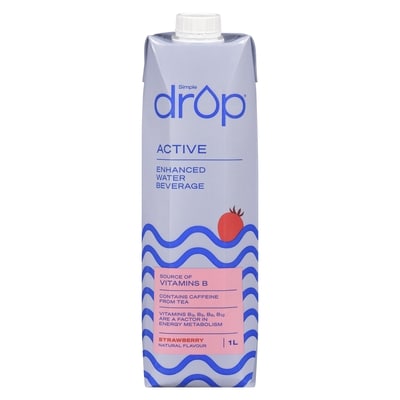 Simple Drop Active Strawberry Enhanced Water Beverage 1 l, $0.18/100ml
