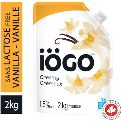 IÖGO Pochette De Yogourt Sans Lactose À La Vanille 15 % 2 kg, 0,60 $/100g