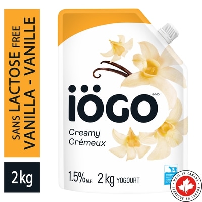 IÖGO Pochette de yogourt sans lactose à la vanille 1 % 2 kg, 0,50 $/100g