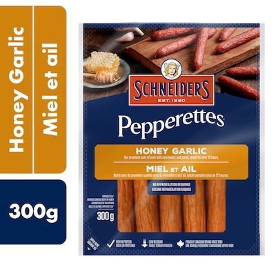 Schneiders Pepperettes Sausage Sticks, Honey Garlic 300 g, $4.00/100g