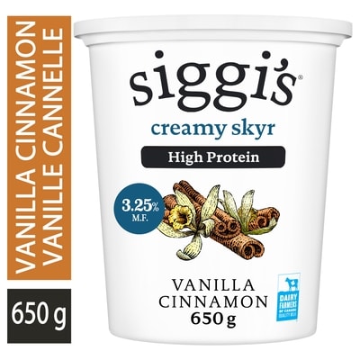 siggi's Vanilla Cinnamon Skyr Yogurt 3.25% 650 g, $1.15/100g