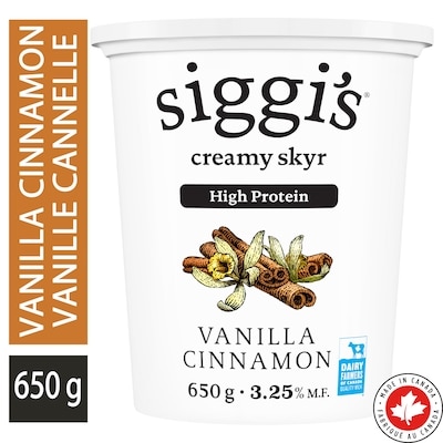 siggi’s Yogourt skyr vanille cannelle 3.25 % 650 g, 1,15 $/100g