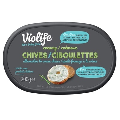 Violife Fromage à la crème ciboulettes Sans Produits Laitiers 200 g, 3,25 $/100g
