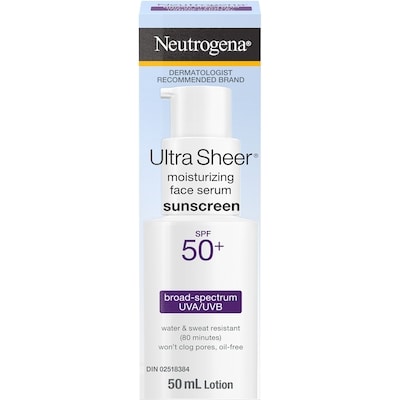 Neutrogena Ultra Sheer Sunscreen Lotion Moisturizing Face Serum Spf 50+ 50 ml, $36.00/100ml