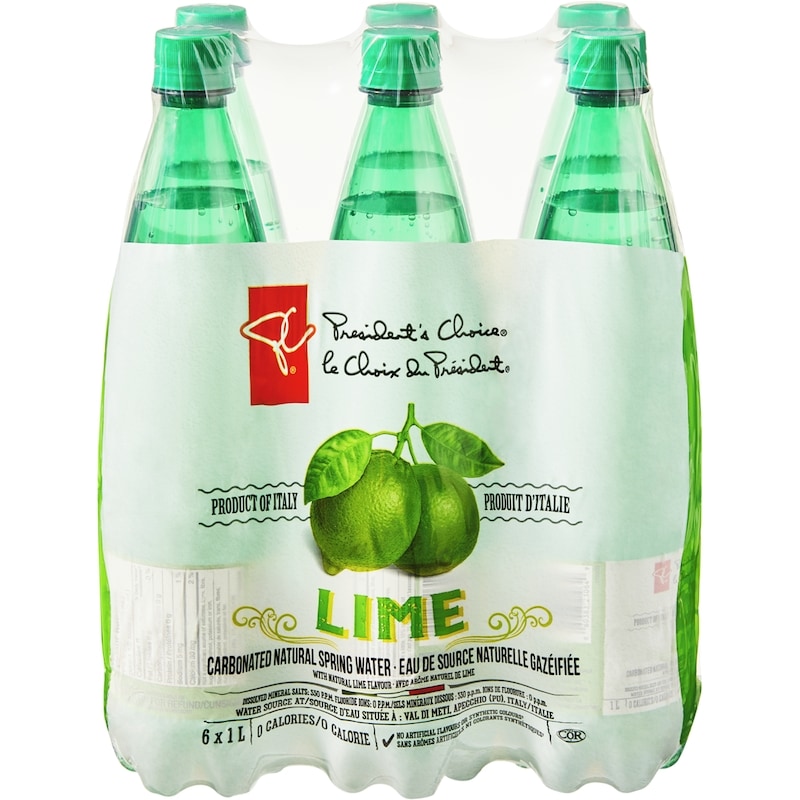Lime Carbonated Natural Spring Water, 6 Pack