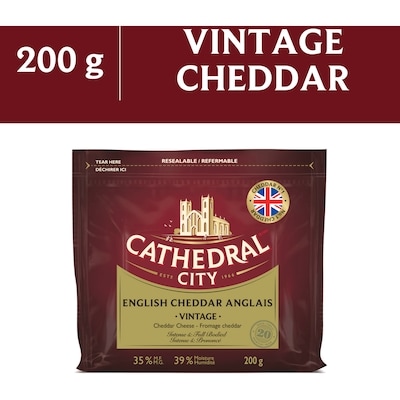 CATHEDRAL CITY CHEESE Vintage English Cheddar Cheese 200 g, $4.00/100g