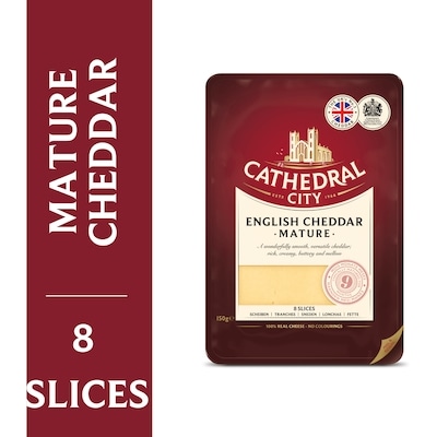 CATHEDRAL CITY CHEESE Mature English Cheddar Cheese Slices 150 g, $5.33/100g