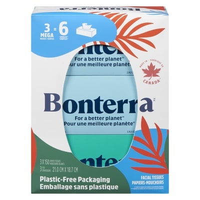 Bonterra 3 Ply Facial Tissues 450 ea, $0.02/1ea