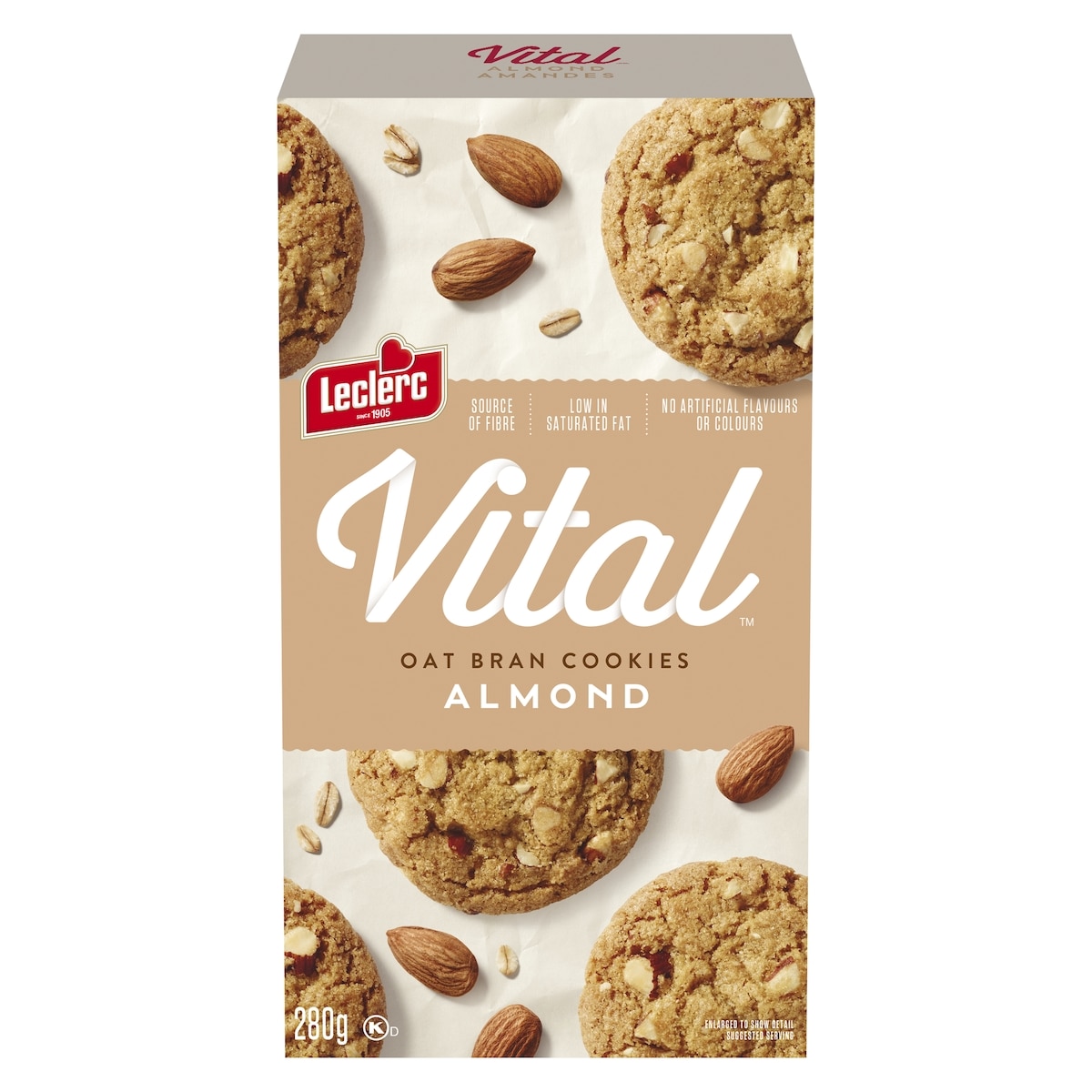 Leclerc Vital Almond Oat Bran Cookies 280 g, $1.79/100g
