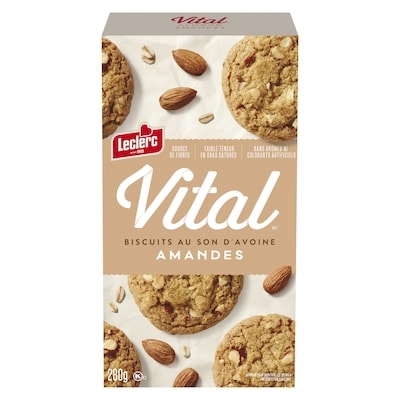 Leclerc Amandes Biscuits Au Son D'Avoine 280 g, 1,79 $/100g