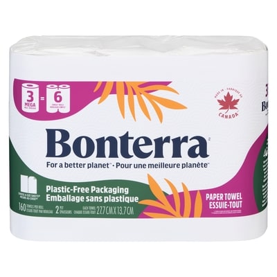 Bonterra 2 Ply Paper Towel 3 ea, $3.33/1ea