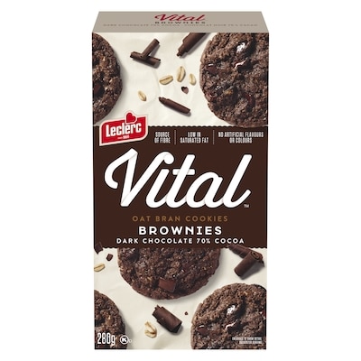 Leclerc Brownies Dark Chocolate 70% Cocoa Oat Bran Cookies 280 g, $1.79/100g