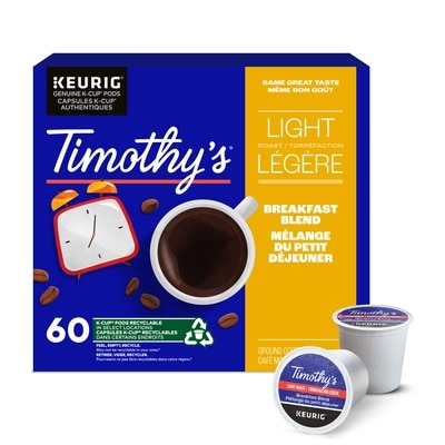 Timothy's Breakfast Blend, Light Roast, K-Cup Coffee Pods, 60 Count 60 ea, $0.60/1ea