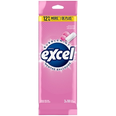 Wrigley's Excel Bubblemint Flavoured Sugar Free Chewing Gum, 18 Pieces, 3 Packs 3 ea, $1.66/1ea