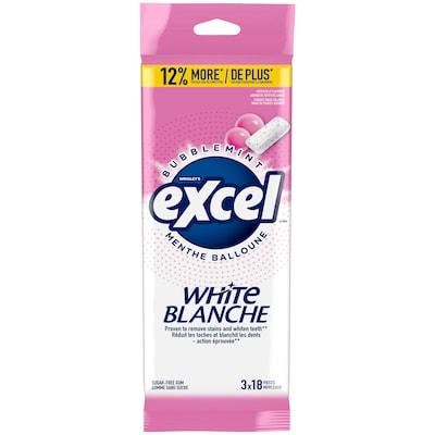 Wrigley's Excel Bubblemint Flavoured Sugar Free Chewing Gum, 18 Pieces, 3 Packs 3 ea, $1.66/1ea