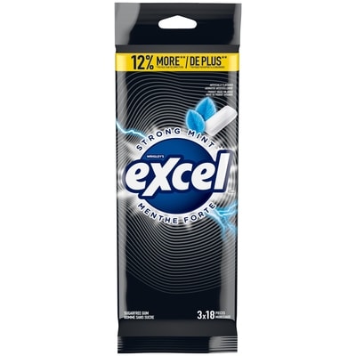 Wrigley's Excel Strong Mint Flavoured Sugar Free Chewing Gum, 18 Pieces, 3 Packs 3 ea, $1.66/1ea