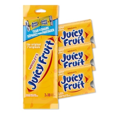Wrigley's Juicy Fruit Fruit Flavoured Chewing Gum, 18 Pieces, 3 Packs 3 ea, $1.66/1ea