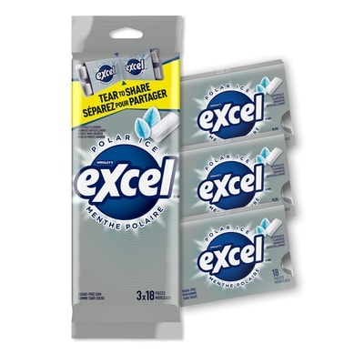 Wrigley’s Excel Menthe polaire, gomme à mâcher sans sucre 3 ea, 1,66 $/1ch