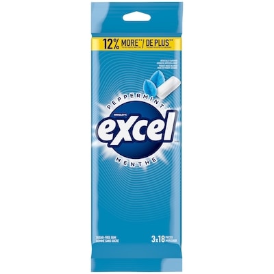 Wrigley's Excel Peppermint Flavoured Sugar Free Chewing Gum, 18 Pieces, 3 Packs 3 ea, $1.66/1ea