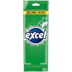 Wrigley's Excel Spearmint Flavoured Sugar Free Chewing Gum, 18 Pieces, 3 Packs 3 ea, $1.17/1ea