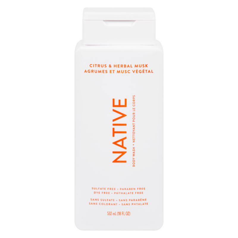 Natural Body Wash, Citrus and Herbal Musk, Sulfate Free, Paraben Free