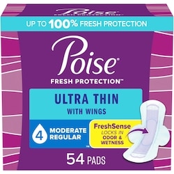 Ultra Thin Incontinence Pads with Wings Regular, 54 Count