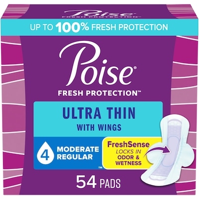 Poise Ultra Thin Incontinence Pads with Wings Regular, 54 Count 54 ea, $0.41/1ea