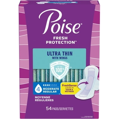 Poise Serviettes d’incontinence ultraminces pour femmes, régulière, 54 unités 54 ea, 0,41 $/1ch