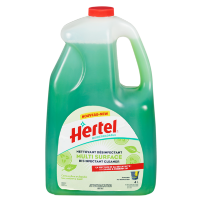 Hertel Multi Surface Cucumber & Basil  Biodégradable Disinfectant Cleaner 4 l, $0.30/100ml