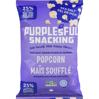 Purplesful Ancient Grain Purple Kernel Popcorn Sea Salt 136 g, $3.67/100g