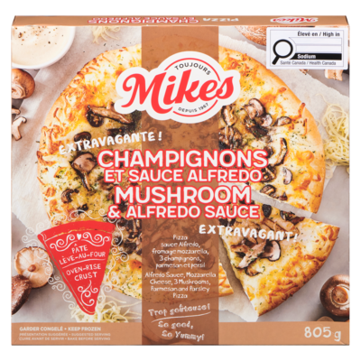 Mikes Pizza champignons et sauce alfredo 830 g, 1,50 $/100g