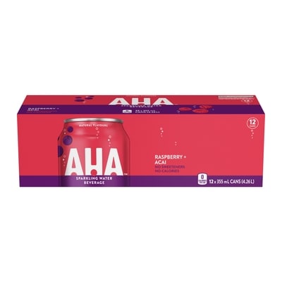 AHA Seltzer Raspberry + Acai Fridge Pack Cans 12x355.0 ml, $0.20/100ml