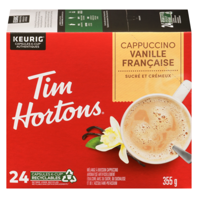 Tim Hortons Capsules K-cup, Cappuccino vanille 24 ea, 1,21 $/1ch