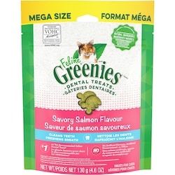 Greenies Feline Adult Natural Dental Care Cat Treats, Savory Salmon Mega Size 130 g, $4.61/100g